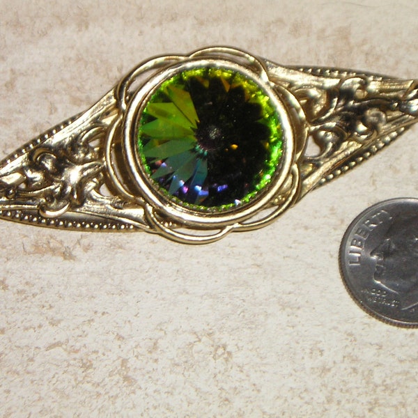 Vintage Unsigned Whiting And Davis Watermelon Heliotrope Crystal Rhinestone Brooch Pin. Chic 1960's Jewelry 10003