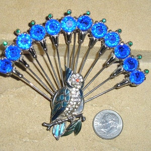 Vintage Interesting Large Enamel Rhinestone Bird Of Paradise Brooch. Parrot Peacock. Attributed To Staret. Circa 1940 Jewelry 2237 image 3