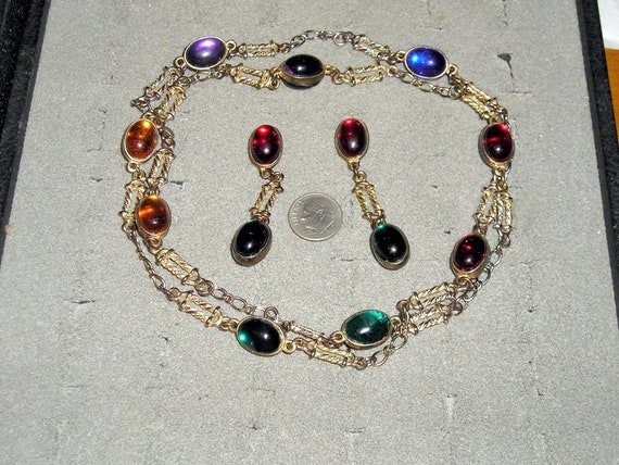 Vintage Multicolored Lucite Pull Over Necklace Wi… - image 1