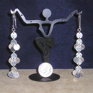 Vintage Signed Thailand Sterling Silver Shoulder Duster Dangle Drop Pierced Earrings 1970&#39;s Jewelry 6031