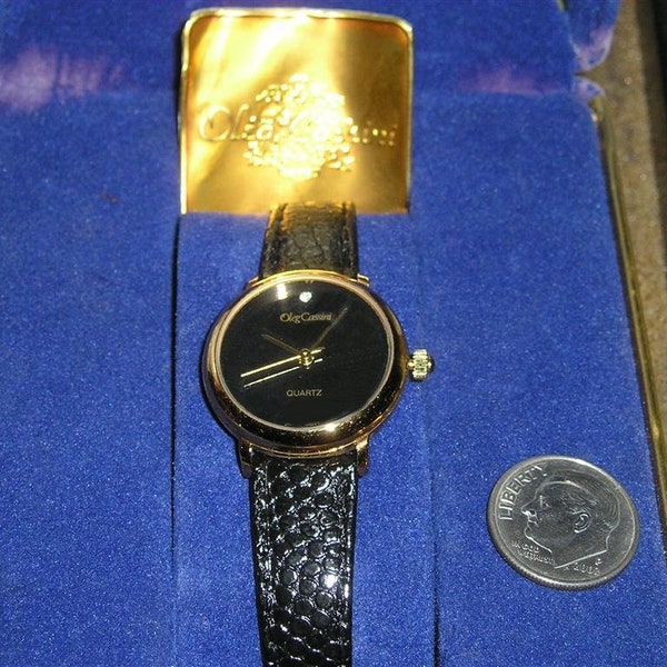 Vintage Signed Oleg Cassini Ladies Watch With Diamond. Keeps Good Time 1990's Jewelry A161b