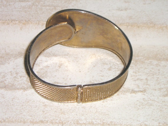 Vintage Rhinestone Baguette Hinged Bracelet. Gold… - image 2