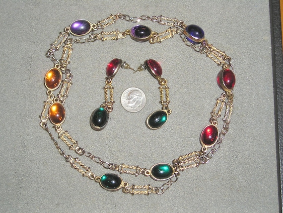 Vintage Multicolored Lucite Pull Over Necklace Wi… - image 2