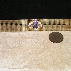 Vintage Lavender Crystal Rhinestone Mesh Bracelet. Victorian Revival. Swank! 1960&#39;s Jewelry 60013