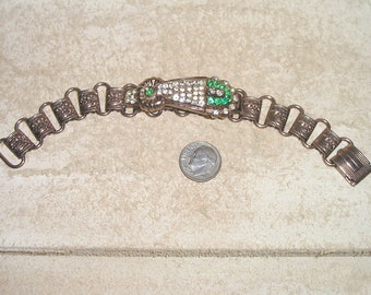 Vintage Lovely Victorian Revival Book Chain Rhinestone Bracelet. Well Done 1940's Jewelry 2132
