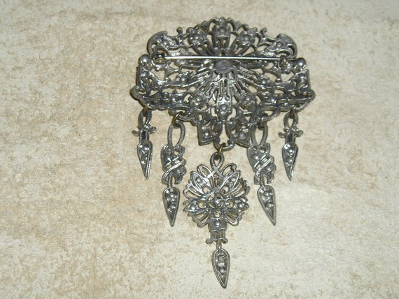 Vintage Roaring 1920's Art Nouveau Rhinestone Dan… - image 3