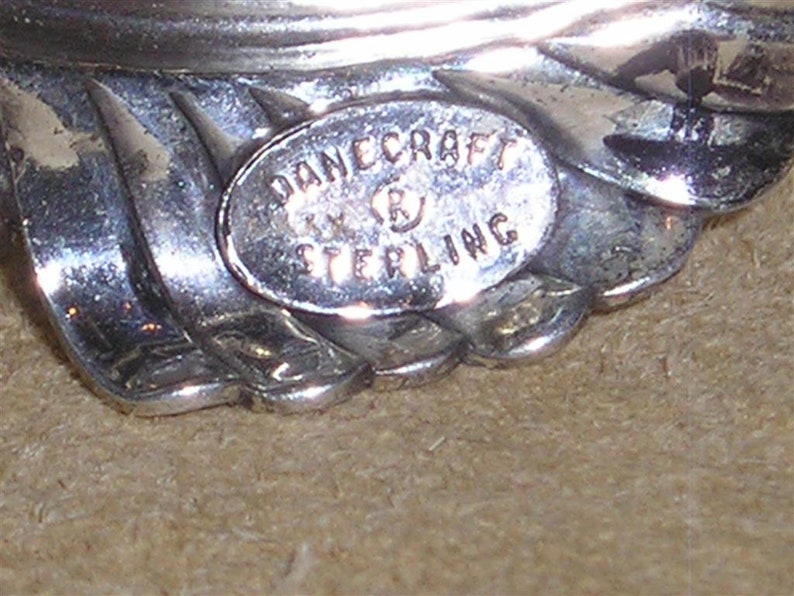 Vintage Signed Danecraft Sterling Silver Leaf With Flower Buds Brooch Pin 1940/'s Jewelry 7086