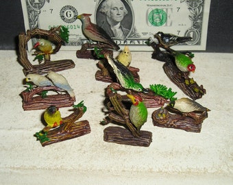 Vintage Lot Of 12 Signed Made In Hong Kong Rubber Bird Figural's 1960's Good For Models, Crafting Or Displays 048
