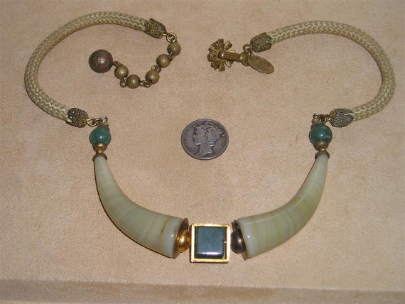 Vintage Miriam Haskell Egyptian Necklace With Rea… - image 1