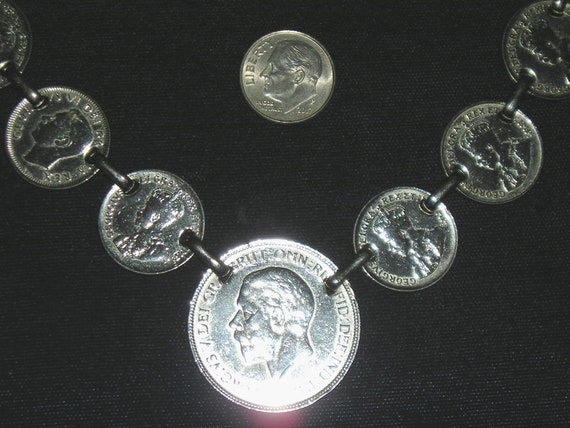 Vintage Chromed Canadian Coin Necklace. Pennies F… - image 2