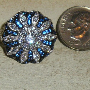 Vintage Signed Sterling Silver Blue Sapphire Starburst Ring With original Price Tag 129.00 1990's Size 5 1/2 Jewelry 10020