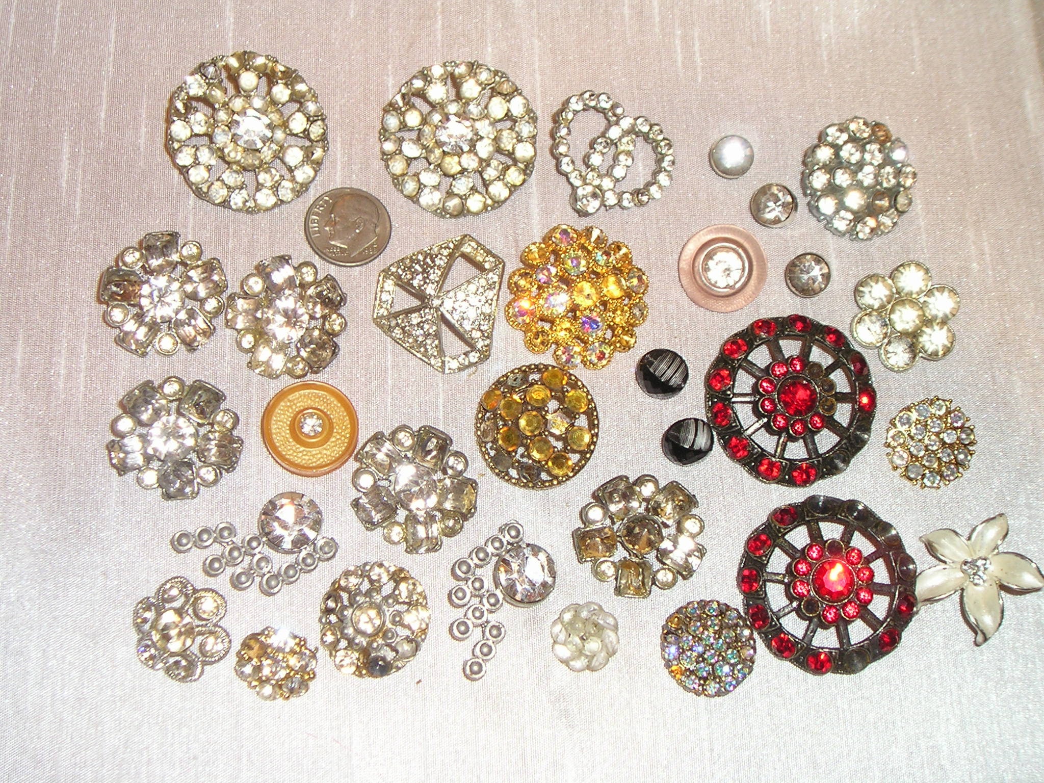 20PC Assorted Color Acrylic Rhinestone Buttons with Shank 13~26mm