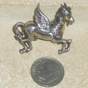 Signed Beau Sterling Pegasus Horse Pin. Mythological 1940&#39;s Vintage Jewelry 3092