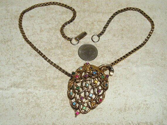 Vintage Multicolored Rhinestone Berry Fruit Penda… - image 3