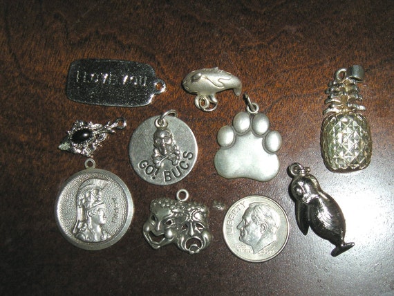 Lot Of Nine Signed Sterling Silver Charms Or Pend… - image 3
