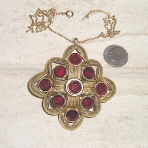 Vintage Signed Sarah Coventry Rhinestone Pendant Necklace. Mid - Century Modern 1960&#39;s Jewelry 11175