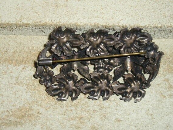 Unsigned Sterling Silver Red Garnet Gemstone Butt… - image 2