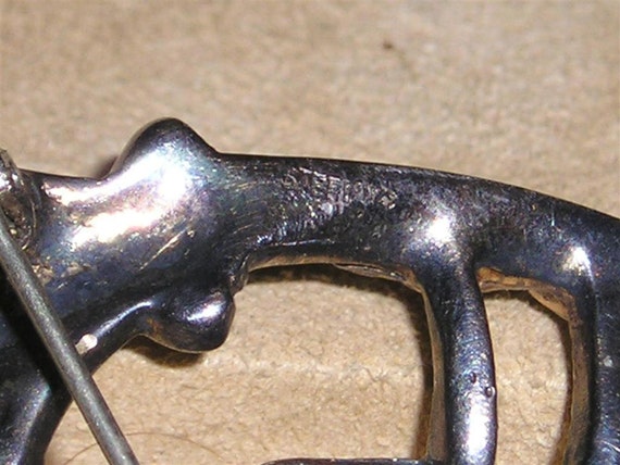 Vintage Sterling Silver Egyptian Rhinestone Snake… - image 3