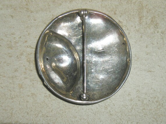 Signed Vintage Sterling Moon Or Sun Face Brooch P… - image 3
