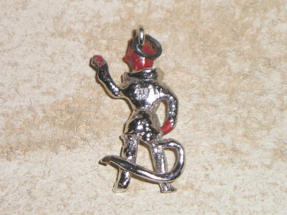 Vintage Signed Sterling Silver Red Devil Charm Or… - image 2