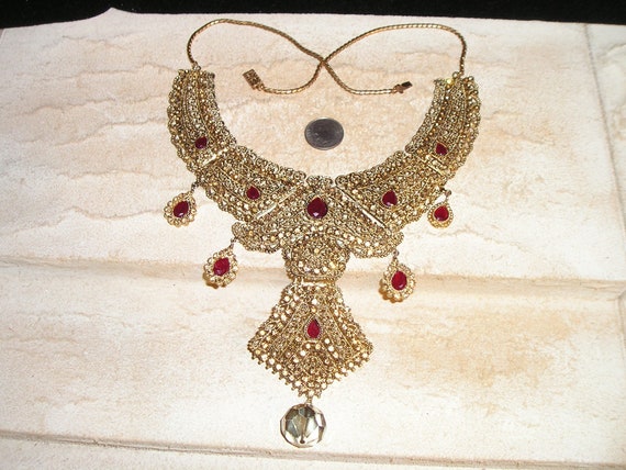 Vintage Jewels Of India Rhinestone Filigree Dangl… - image 6