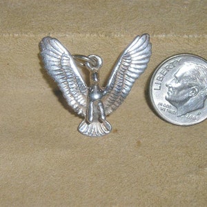 Signed Sterling Silver Harley Davidson Style Eagle Pendant 1980's Vintage Jewelry a315b