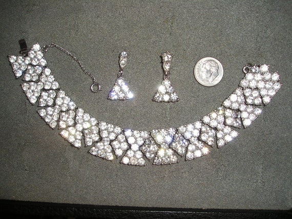 Signed Bogoff Pat. 150675 Crystal Rhinestone Brac… - image 4