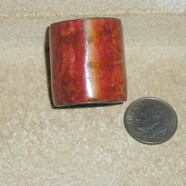 Vintage Large Hand Made Real Sponge Apple Coral Ring. Can Be Worn Upper Or Lower Half Of Finger 1970's Size 8 Jewelry 2107