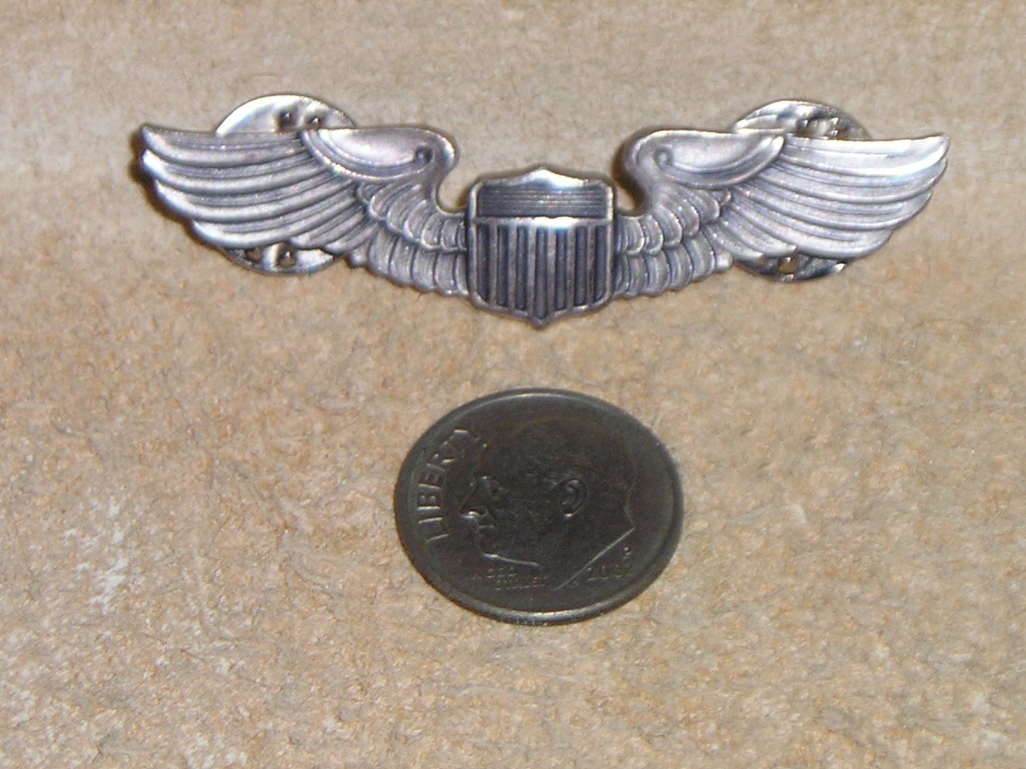 Signed Lgb Sterling Silver (mark is Faded) 2 Inch Army Pilot Wings