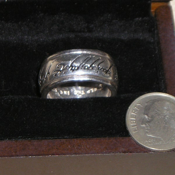 Vintage Signed Sterling Silver Saul Zaentz Co. Lord Of The Rings Elf Ring With Original Box 2001 Size 7 Jewelry 23