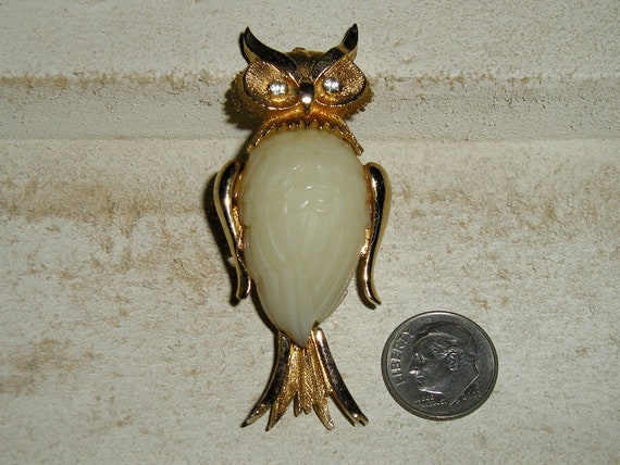 Vintage Unsigned Hattie Carnegie Owl Brooch Pin  … - image 1