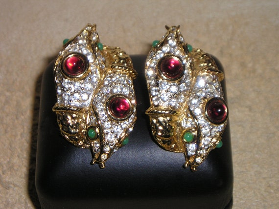 Vintage Unsigned Judith Leiber Rhinestone Clip On… - image 1