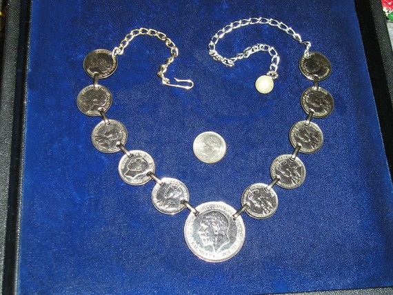 Vintage Chromed Canadian Coin Necklace. Pennies F… - image 1