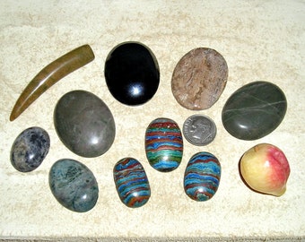 9 Vintage Stone Cabochons Jasper Hematite One Stone Horn And Peach Included Before 2000 Jewelry 10016