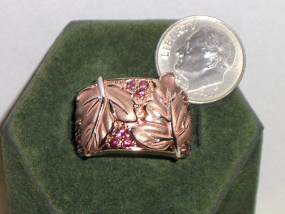 Vintage Signed Sterling Silver Ruby Gemstone Leaf… - image 5