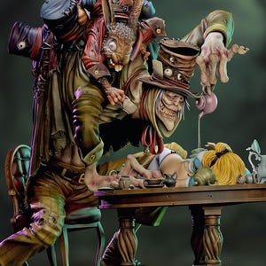 Mad Tea Party Diorama | Dark Alice Fantasy Collector Figure | 75mm & 120mm Resin Display Model