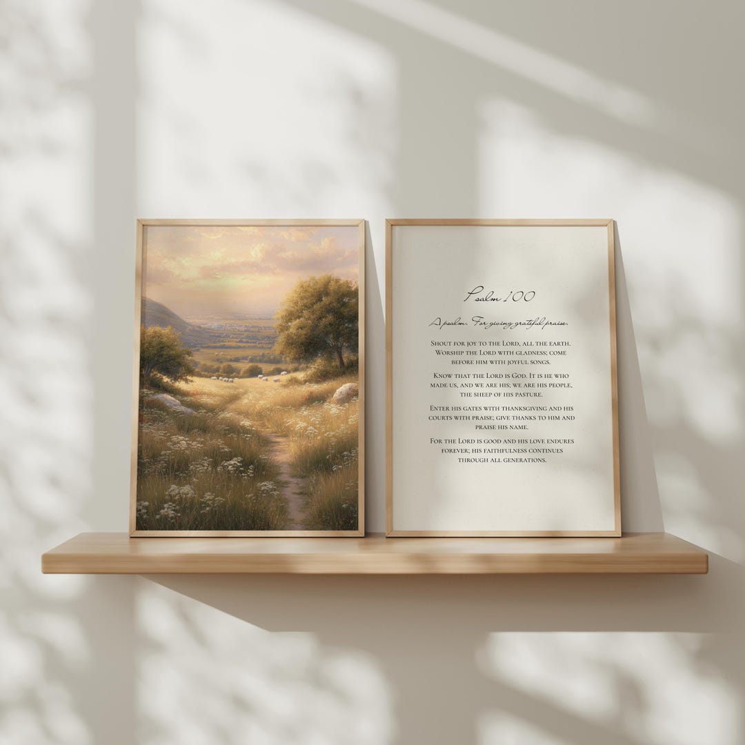 Scriptural Art Psalm 100 Wall Art Set of 2 Christian Wall Art Scriptural Wall Decor ...