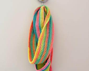 Crochet Rainbow Infinity Scarf