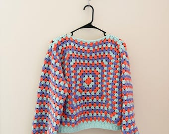 Crochet Granny Square Pullover Sweater