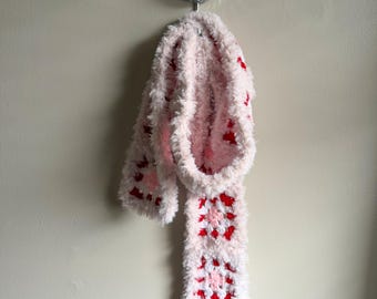 Fuzzy Crochet Granny Square Scarf