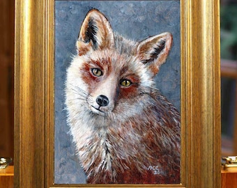 Red Fox, Nancy Cherry Eifert Painting: Framed Acrylic Painting