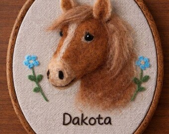 Retrato personalizado de animal de estimação em feltro, arte em bastidor de bordado personalizado