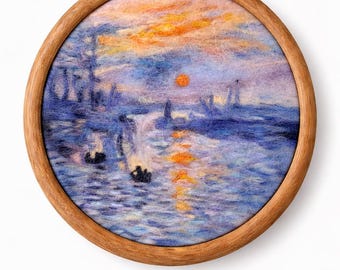 Bordado artesanal em feltro agulhado com paisagem - Arte de parede inspirada na natureza, decoração aconchegante para casa