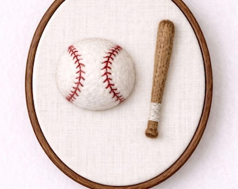Arte de parede em feltro agulhado com tema de beisebol, decoração de lã para quarto de bebê, tema esportivo