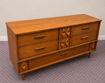 1967 Viscol Dresser | Mid Century Modern Walnut Dresser | Canadiana Lowboy Chest |
