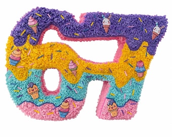 Nummer 6-7 Piñata, Eis Dessert Thema Geburtstag Party Dekoration, handgefertigte süße Leckerei