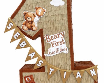 Teddy Bär Zahl 1 Piñata | Bären 1.Geburtstags-Party Dekoration