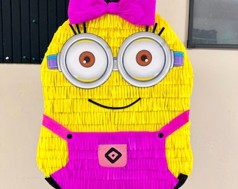 Minion Girl Charakter inspirierte Piñata - Cartoon-Geburtstagsfeierdekoration, handgefertigte Charakterbevorzugung & Feier Piñata