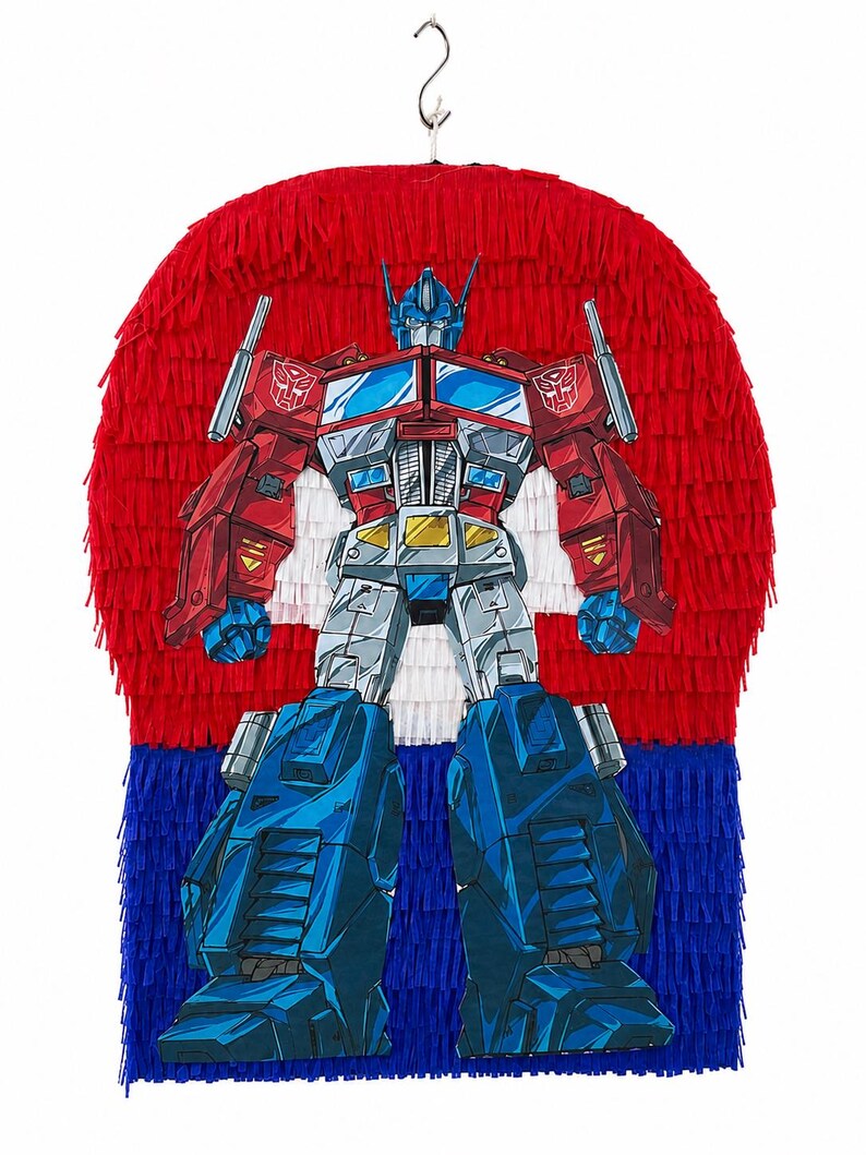 Transformer Pinanta Optimus Inspired Robot Piñata, Red Blue Hero Birthday Decoration ...