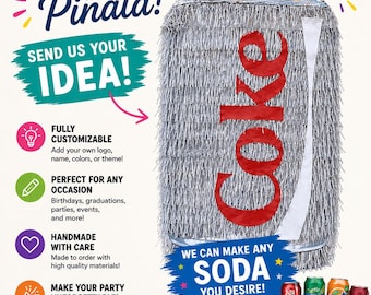 Benutzerdefinierte Soda Piñata - Partydekoration für alkoholfreie Getränke, personalisierte Getränkethema Favor & Feier Piñata
